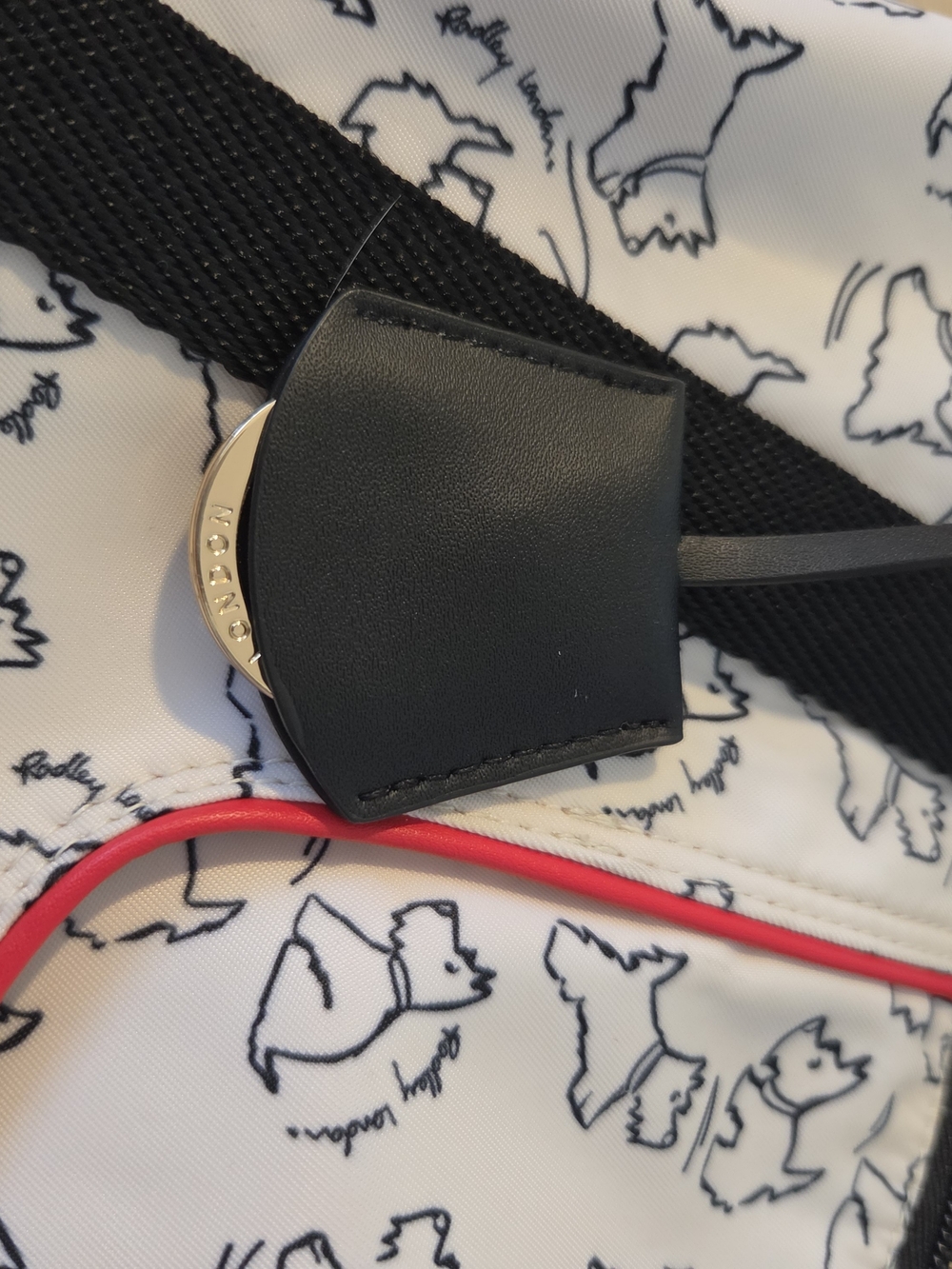 RADLEY LONDON White Tote with Black Scottie Print and Red Trim - Picture 7 of 12